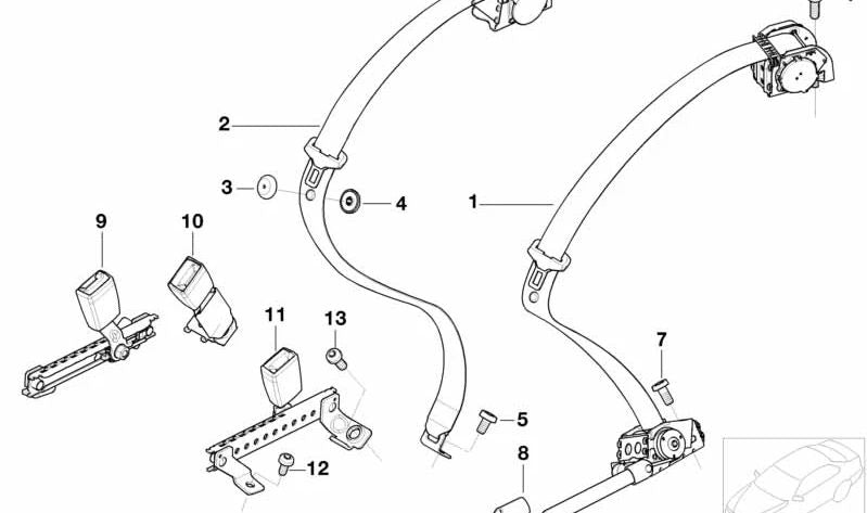 Correa inferior trasera derecha para BMW Serie 7 E65, E66 (OEM 72119117208). Original BMW
