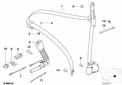 Cabo tensor do cinto de segurança/conector do assento para BMW E46, E63, E83, E53, E85, E86 (OEM 52108255704). BMW original