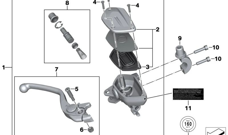 Palanca de freno de mano OEM 32728561584 para motos BMW S 1000 XR (K49). Original BMW Motorrad.
