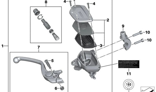 Palanca de freno de mano OEM 32728561584 para motos BMW S 1000 XR (K49). Original BMW Motorrad.