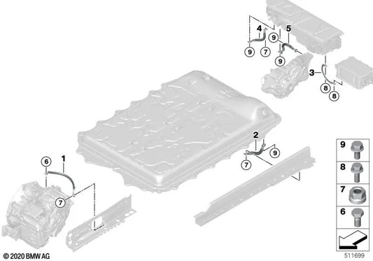 Câble de masse OEM 61298648852 pour BMW 2' F45, X1 F48, X2 F39 et MINI F60. BMW et MINI d'origine.