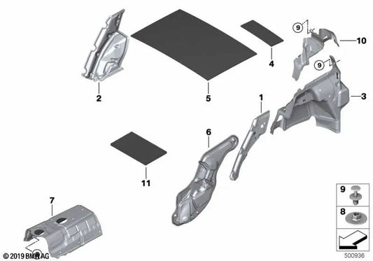 Teto central com isolamento acústico para BMW X1 F48, X2 F39 (OEM 51487440494). BMW originais.