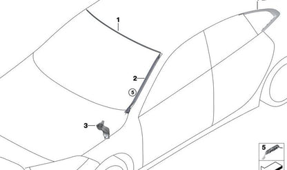 Listón cristal lateral trasero derecho negro mate OEM 51377483162 para BMW Serie 2 F44 Gran Coupé. Original BMW.