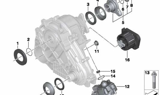 Módulo de par longitudinal OEM 27605A371F5 para BMW X1 E84, X5 E70N, X6 E71. Pieza del sistema de transmisión (caja de transferencia). Original BMW.