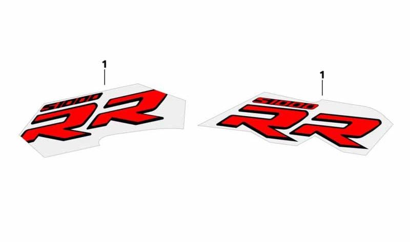 Emblema lateral derecho "S1000RR" OEM 51149443346 para BMW Motorrad S 1000 RR (SK67, 0E21A67). Original BMW Motorrad.