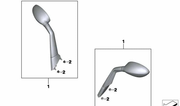 Retrovisor derecho OEM 51167725094 para motos BMW C 600 Sport, C 650 Sport. Original BMW Motorrad.