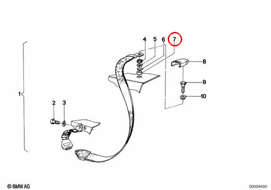 Separador de cinturón de seguridad OEM 72111802803 para BMW E21, E12, E28. Original BMW.