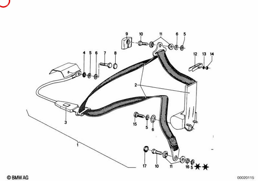 Rechte vordere Sicherheitsgürtel OEM 72111844964 für BMW E30. Original BMW.