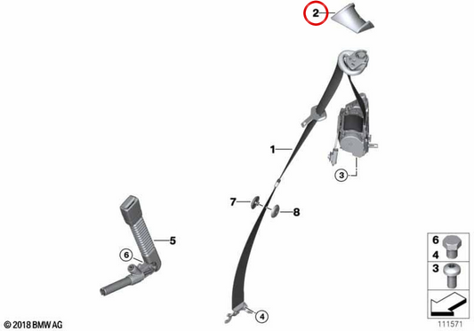 OEM 72113421467 Cintura di sicurezza sinistra per BMW E86. BMW originale.
