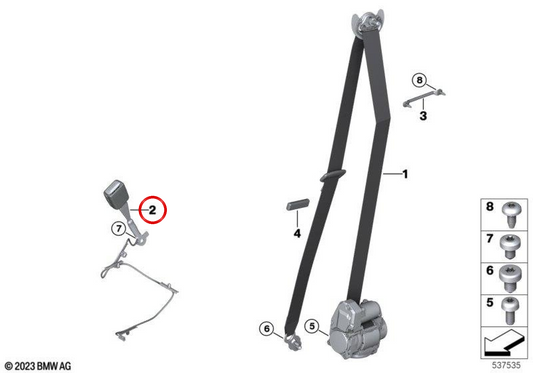 Ceinture de sécurité avant OEM 72115A348C8 pour BMW G70. BMW d'origine.