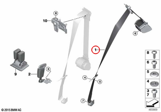 Fascia superiore cintura posteriore sinistra OEM 72115A4FDD1 per MINI Cabrio F57 BEV, F57 LCI. MINI originale.