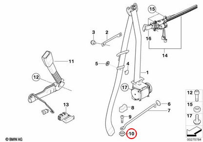 OEM 72117113612 Sicherheitsgurtanker für BMW E81, E82, E88, E90, E92, E93. Original BMW.