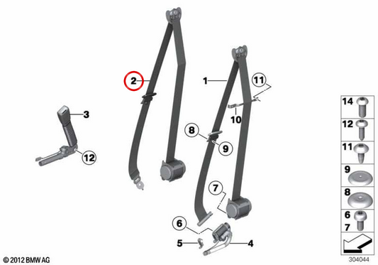 Cinto de segurança dianteiro esquerdo OEM 72117241753 para BMW F10, F11. BMW genuíno.