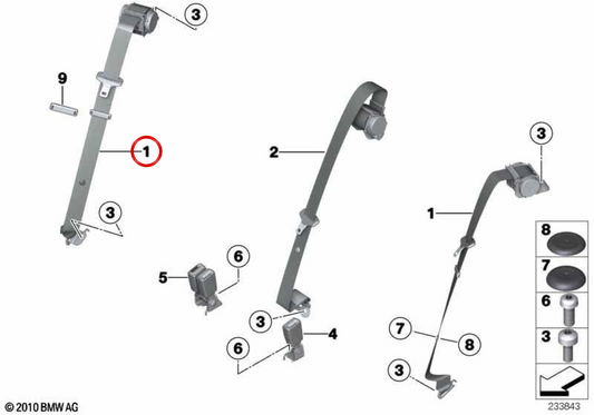 Cinturón de seguridad trasero derecho OEM 72117266553 para BMW F25, F26. Original BMW.