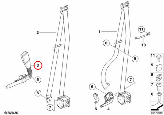 Ceinture de sécurité gauche avec tenseur OEM 72117295963 pour BMW E70, E71, E72. BMW d'origine.