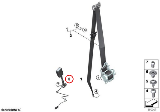 Cinto de segurança dianteiro direito OEM 72117304150 para BMW i3 (I01) e BMW i8 (I12, I15). BMW genuíno.