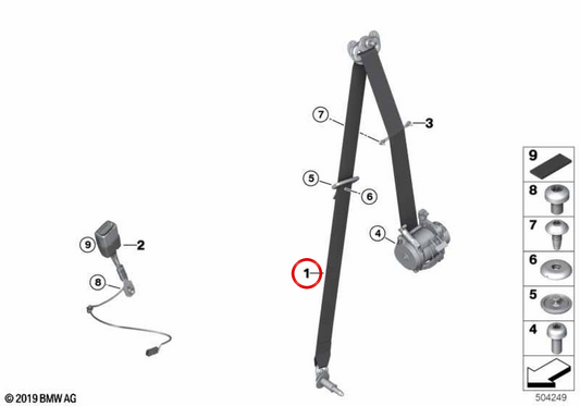 OEM 72117313303 Links vordere Sicherheitsgürtel für BMW F45, F46. Original BMW.