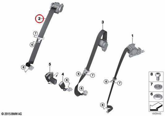 Ceinture de sécurité arrière droite OEM 72117364768 pour MINI Clubman F54, F54 LCI. MINI d'origine.