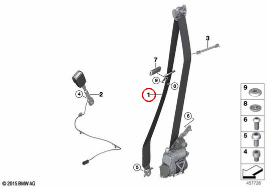Front Sicherheitsgürtel OEM 72117402427 für BMW G11, G12. Original BMW.