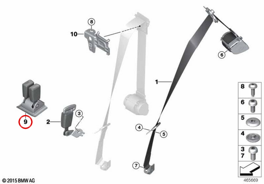 Ceinture de sécurité centrale arrière OEM 72117409304 pour MINI Cabrio F57, F57 LCI. MINI d'origine.