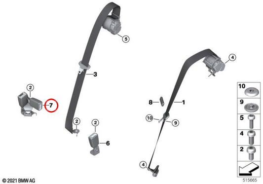 Rechte Sicherheitsgurt OEM 72117414284 für BMW G01, F97, G02, F98. Original BMW.
