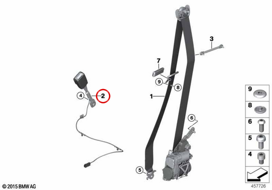 Front Sicherheitsgürtel OEM 72117435895 für BMW G30, G31, G32, G11, G12. Original BMW.