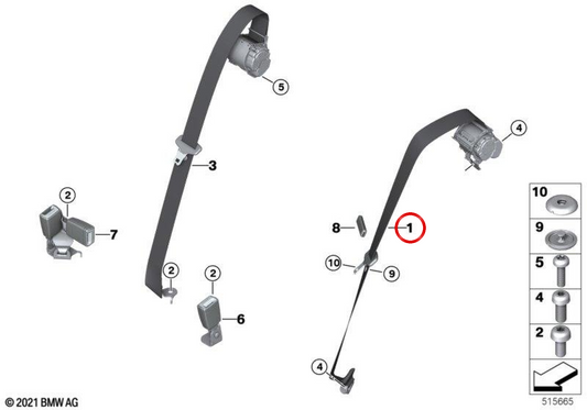 OM Heck -Sicherheitsgurt 72117469979 für BMW G01, F97, G02, F98. Original BMW.