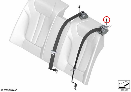 OM 72117990474 Courroie de sécurité extérieure pour BMW G11, G12. BMW d'origine.