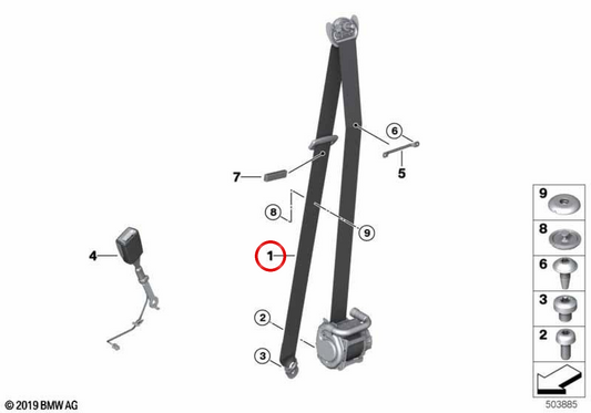 Cintura anteriore sinistra per BMW 8 F93 Serie, G16 (OEM 72118076145). BMW originale