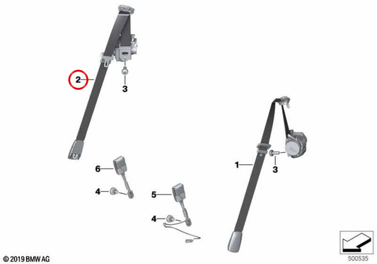 Cinto de segurança dianteiro direito OEM 72118076546 para BMW G29. BMW genuíno.