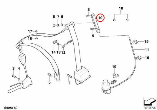 OM 72118125856 Cintura di sicurezza destra per BMW E39, E38. BMW originale.