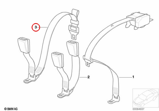 Ceinture de sécurité droite OEM 72118171096 pour BMW E36. BMW d'origine.