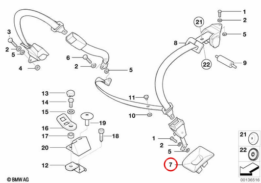 Copertura destra OEM 72118174336 per BMW E38. BMW originale.