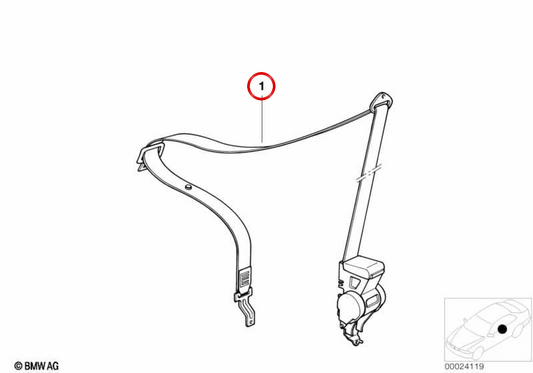 Cinto de segurança dianteiro direito sem limitador de força OEM 72118229872 para BMW E36. BMW genuíno.