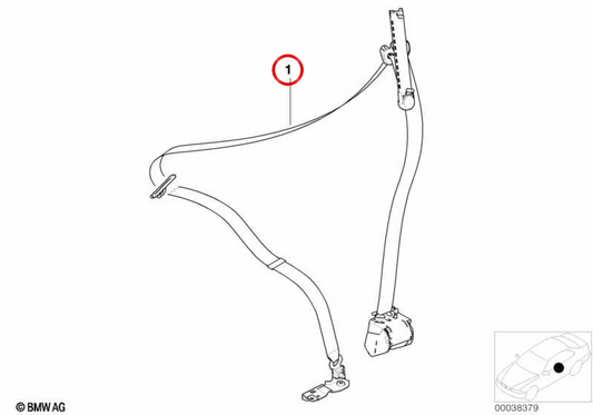 Rechts vorderer Sicherheitsgürtel ohne Kraftbegrenzer OEM 72118266840 für BMW E39, E38. Original BMW.