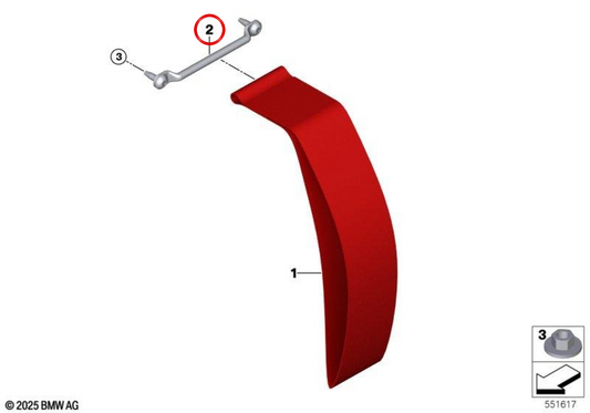 Guía de cinturón de seguridad OEM 72119461762 para BMW G42, G87, G22, G82, G60, G61, G68, G90, G70, F92, F93, G15, G16, I20. Original BMW.