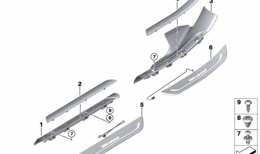 Embellissement des entrées avant pour BMW 7 G12 G12N (OEM 51478072805). BMW d'origine