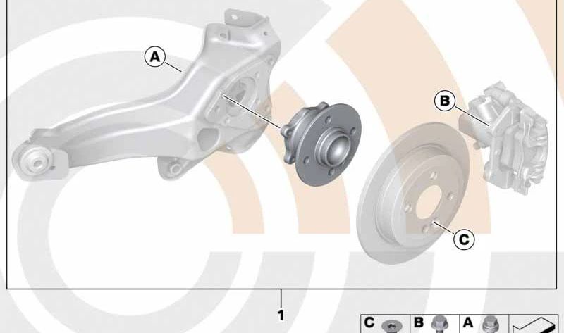 Kit de reparación cojinete de rueda trasera OEM 33412444438 para MINI R60, R61, R6, 3/20. Original MINI.