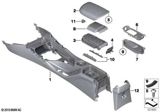 Center Armrest Cover for BMW X1 E84 (OEM 51162993645). Original BMW