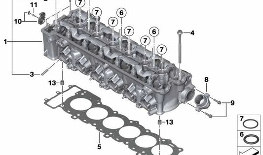 Culata OEM 11111541251 para BMW Motorrad K1600 GT, K1600 GTL, K1600 Bagger. Original BMW Motorrad.