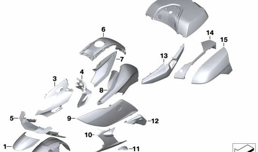 Cubierta del depósito central OEM 46638561311 Monolith-Metallic para motos BMW K1600 GT, K1600 GTL (06/2013 - 08/2016). Original BMW Motorrad.