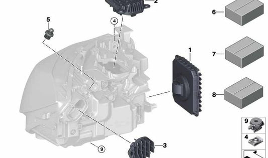 Module LED intermittent droit pour la série BMW 3 F34N (OEM 63117493240). BMW d'origine
