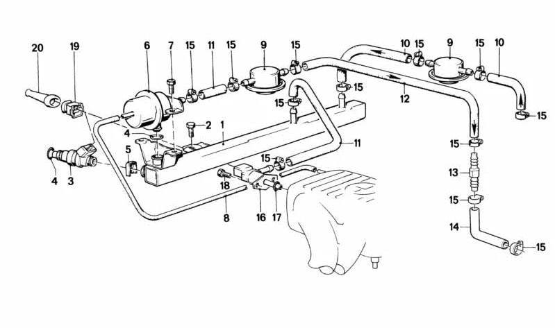 Inyector de Combustible para BMW Serie 3 E30, Serie 5 E28 (OEM 13641285053). Original BMW