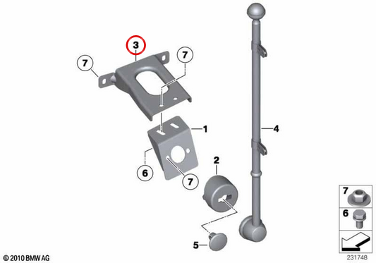 OEM 72607206101 Prise en charge de l'indicateur gauche pour BMW F01, F02, F04. BMW d'origine.