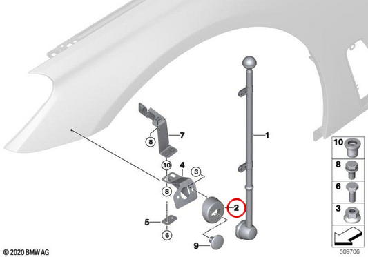 Suporte base esquerdo OEM 72607855807 para BMW G11, G12. BMW genuíno.