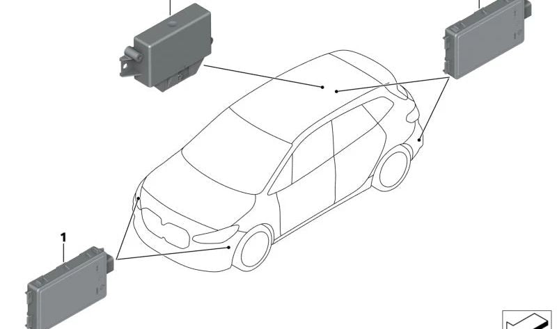 Módulo advertencia cambio de carril OEM 66325A63593 para BMW Serie 2 U06 (216i, 218d, 218i, 220i). Modelos compatibles entre 2021 y 2030. Pieza original BMW.