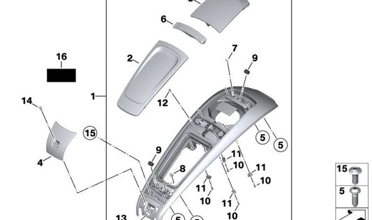 Tornillo OEM 65139907503 para BMW i3 (I01), i8 (I12) y MINI (F54, F55, F56, F57, F60). Original BMW y MINI.