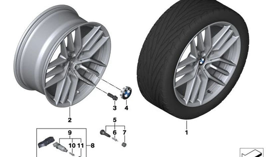 Llantas de aleación refinadas color plata 19" 10Jx19 ET46 OEM 36115A324D7 para BMW Serie 5 G60, G61. Original BMW.