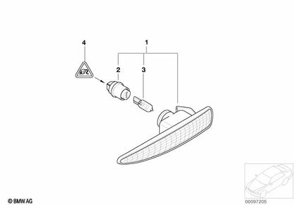 Luces intermitentes adicionales blancas derecha para BMW Serie 7 E65, E66 (OEM 63137164758). Original BMW.
