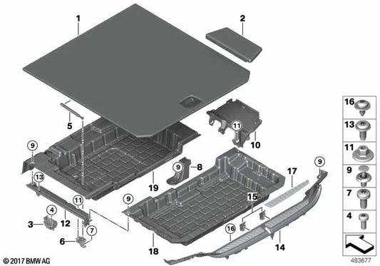 Gasdruckfeder for BMW 5 Series F11, F11N 6 Series G32, G32N (OEM 51479168507). Genuine BMW